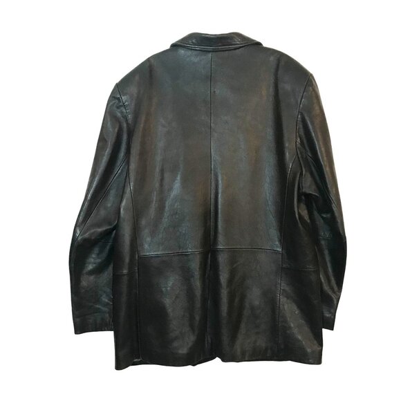 Adler Black Lambskin Mens 3XL Leather Jacket 3 Button Coat Size 46L - Picture 3 of 9